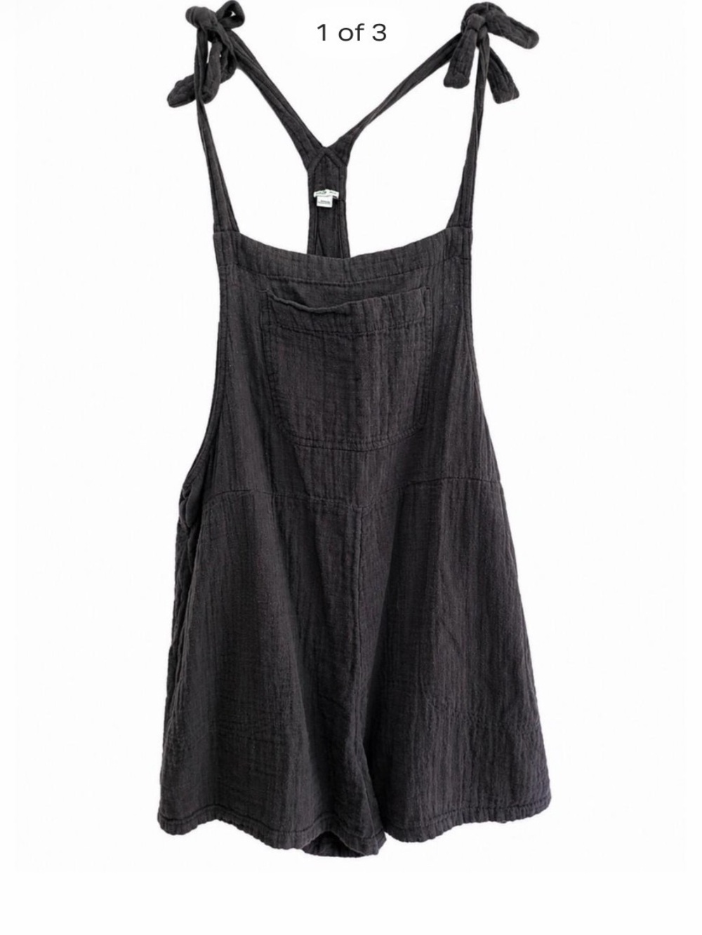 Black Tie-Shoulder Cotton Romper